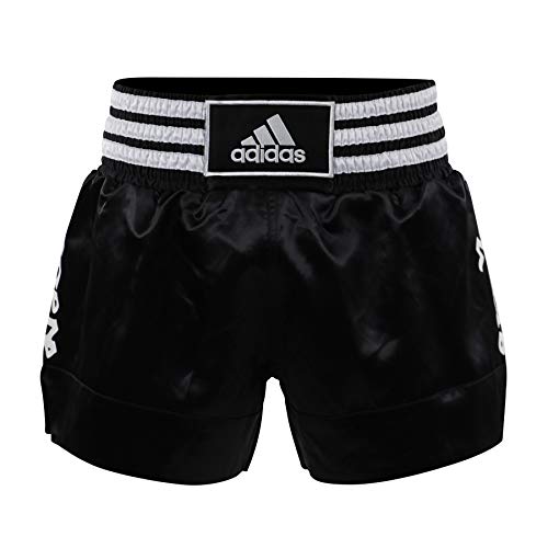 Adidas Pantalones cortos de boxeo tailandés - blanco y negro Large