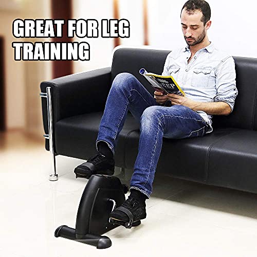 AGM Pedales Estaticos, Mini Bicicleta Estáticas, Ejercitador de Pedales, Máquinas de piernas para Entrenamiento de Brazos y Piernas Aparatos de Pedales, LCD Pantalla y Resistencia Ajustable (Negro)