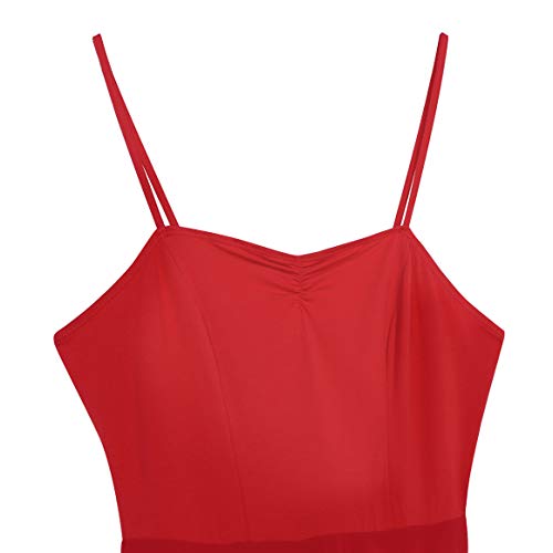 Agoky Irregular Vestido de Baile Latino para Mujer Vestido Maillot Tirantes de Danza Lírica Contempornánea Vestido Elegante Baile de Salón Dancewear Rojo S