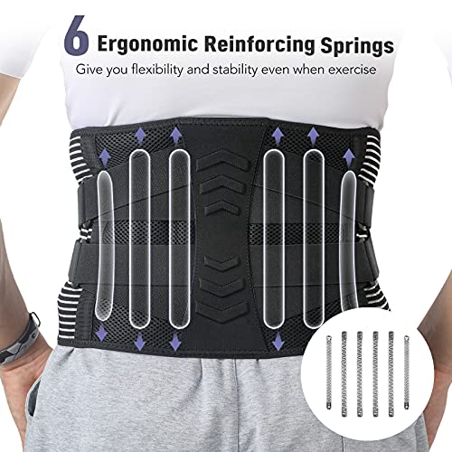 AGPTEK Faja Lumbar para Espalda, Cinturón de Soporte Lumbar Aliviar Dolor y Lesiones, Ciática, Faja Lumbar Deportiva para Hombre y Mujer, Negro(Talla M)