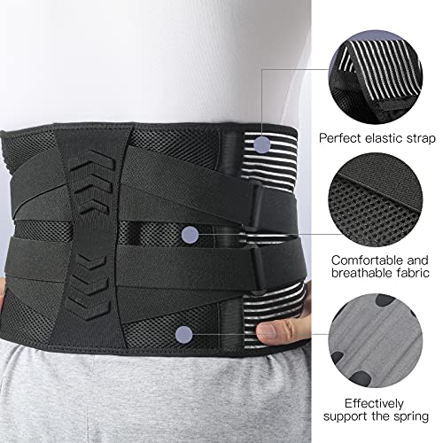 AGPTEK Faja Lumbar para Espalda, Cinturón de Soporte Lumbar Aliviar Dolor y Lesiones, Ciática, Faja Lumbar Deportiva para Hombre y Mujer, Negro(Talla M)