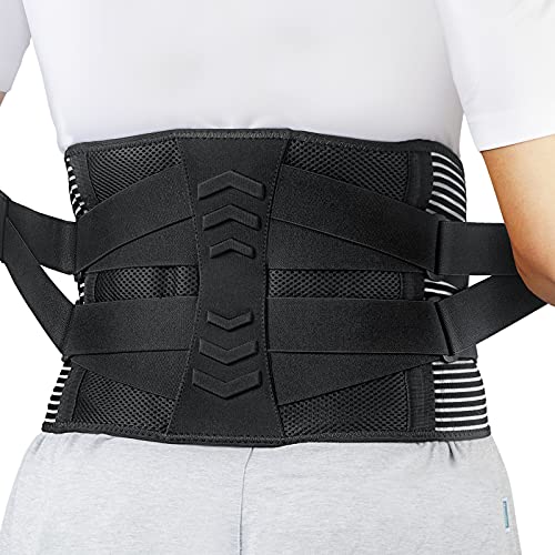 AGPTEK Faja Lumbar para Espalda, Cinturón de Soporte Lumbar Aliviar Dolor y Lesiones, Ciática, Faja Lumbar Deportiva para Hombre y Mujer, Negro(Talla M)