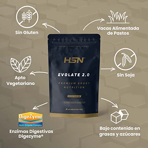 Aislado de Proteína de Suero de HSN Evolate 2.0 | Sabor Vainilla 2 Kg = 67 Tomas | Whey Protein Isolate para Ganar Masa Muscular | No-GMO, Vegetariano, Sin Gluten ni Soja