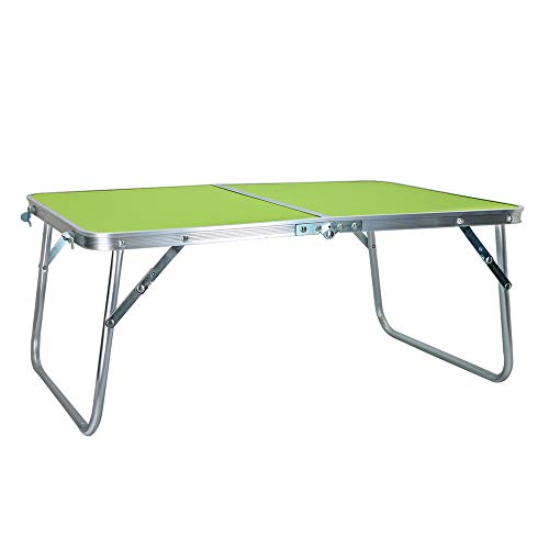 AKTIVE 52811 - Mesa playa plegable, Mesa baja playa, 60x40x26 cm, color verde, estructura de metal, tablero de madera, mesa plegable camping pequeña, cierre de seguridad, AKTIVE Camping