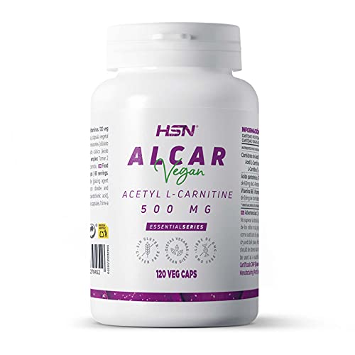 ALCAR de HSN | 500 mg | 120 Cápsulas Vegetales de Acetil L Carnitina | Producción de Energía + Perder Peso + Función Cognitiva (Nootrópico) | No-GMO, Vegano, Sin Gluten, Sin Lactosa