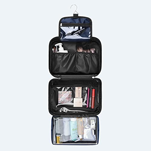 ALLONWAY Neceser De Viaje, Neceser Maquillaje Grande Impermeable y Resistente Las Manchas para Mujer y Hombre, Bolsa de Aseo Colgantes para Viajes, Gimnasio, Negocios y Vacaciones, Azul