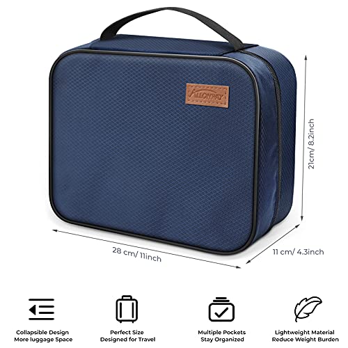 ALLONWAY Neceser De Viaje, Neceser Maquillaje Grande Impermeable y Resistente Las Manchas para Mujer y Hombre, Bolsa de Aseo Colgantes para Viajes, Gimnasio, Negocios y Vacaciones, Azul