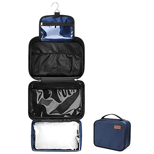 ALLONWAY Neceser De Viaje, Neceser Maquillaje Grande Impermeable y Resistente Las Manchas para Mujer y Hombre, Bolsa de Aseo Colgantes para Viajes, Gimnasio, Negocios y Vacaciones, Azul