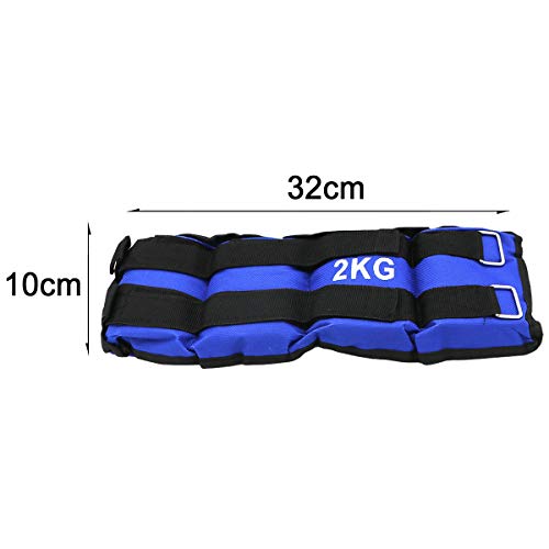 ALLPER Pack de 2 Pesas de 2 Kilos. para Tobillos y/o muñecas, TAMAÑO: 32 x 10 cm. para Correr, Gimnasio, Footing. Correas Ajustables, Transpirable. Máxima Comodidad.