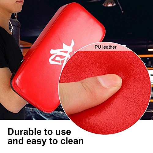 Alomejor Almohadillas de Boxeo Punch Cuero de PU Muay Thai MMA Artes Marciales Boxeo Karate Taekwondo Kick Target Punching Bag Pad Escudo de Entrenamiento(Red)