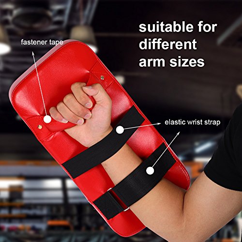 Alomejor Almohadillas de Boxeo Punch Cuero de PU Muay Thai MMA Artes Marciales Boxeo Karate Taekwondo Kick Target Punching Bag Pad Escudo de Entrenamiento(Red)