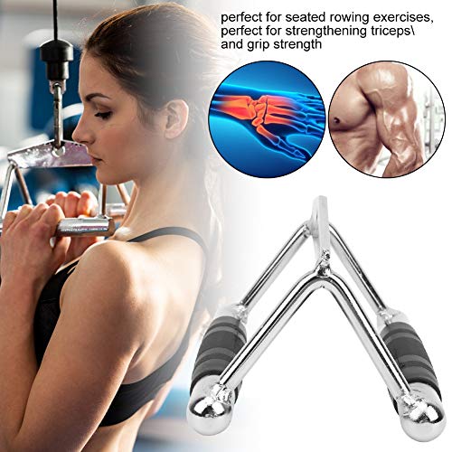 Alomejor Fitness Tricep V en Forma de Barra de presión hacia Abajo Mango de Entrenamiento de Remo Cable de Goma de Acero Inoxidable Accesorios para manija