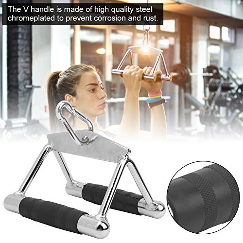 Alomejor Fitness Tricep V en Forma de Barra de presión hacia Abajo Mango de Entrenamiento de Remo Cable de Goma de Acero Inoxidable Accesorios para manija