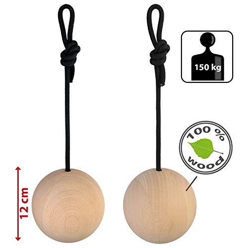 ALPIDEX 2 Unidades de Bolas de Entrenamiento de distinto tamaño - Juego de 2 Bolas de Madera para Entrenamiento de Escalada, Diámetro:12 cm