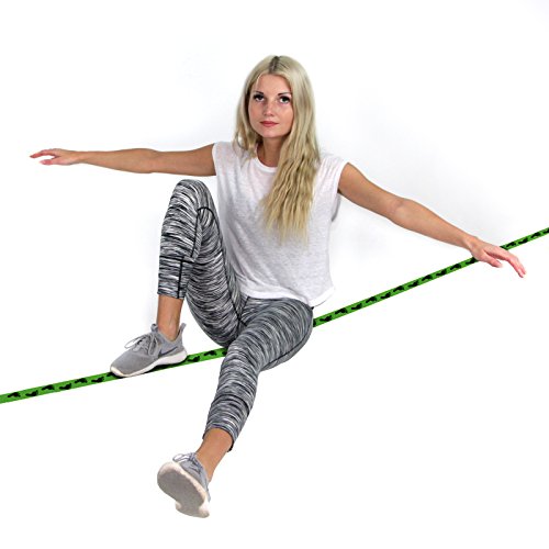 ALPIDEX Slackline 15 m para Principiantes y Expertos, Carga máxima 2 toneladas, Incl. una Bolsa de Transporte, Color:Huella. Verde