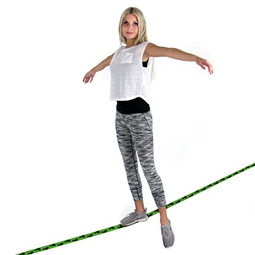 ALPIDEX Slackline 15 m para Principiantes y Expertos, Carga máxima 2 toneladas, Incl. una Bolsa de Transporte, Color:Huella. Verde