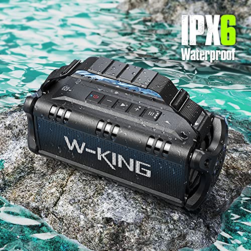 Altavoces Bluetooth 50W(70W Pico), W-KING Altavoces Inalámbricos con 8000mAh Batería Power bank, Exterior Portátiles IPX6 Impermeable, Rich Bass con NFC Tarjeta TF