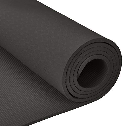 Amazon Basics - Esterilla de yoga de TPE, negro, 0,76 cm