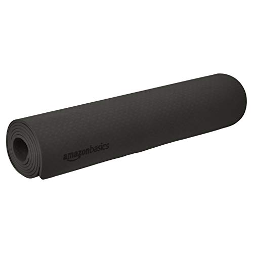 Amazon Basics - Esterilla de yoga de TPE, negro, 0,76 cm