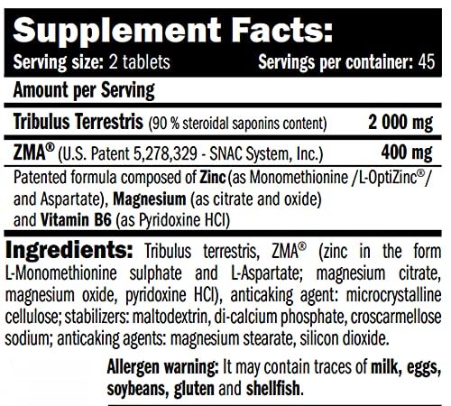 AMIX - Complemento Alimenticio - Tribu-ZMA - 90 Tabletas - Recuperador Muscular - Estimula la Testosterona - Aumenta la Masa Muscular - Complemento Deportivo