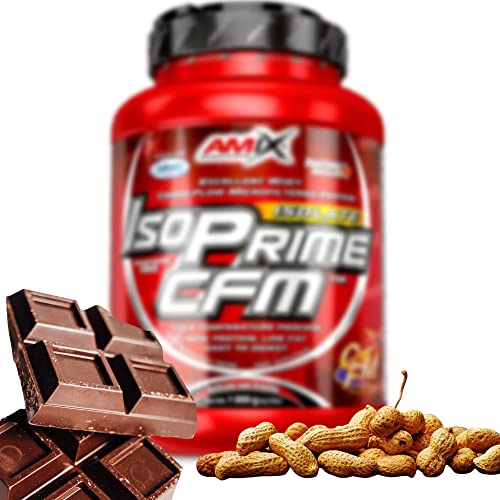 AMIX- Proteína Isolada, Isoprime CFM, Aislado de Proteína de Suero, Sabor Cacahuete/Chocolate/Caramelo, Ayuda a la Recuperación Muscular, Proteína de Suero de Alta Pureza, 1 Kg