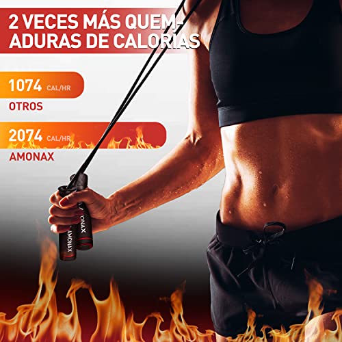 Amonax Cuerda Saltar, Comba Crossfit Hombre Mujer, Combas para Saltar para Boxeo Entrenamiento, Jump Rope Fitness Ejercicio Gimnasio en Casa, Cable Skipping Rope para Material Crossfit Crossrope