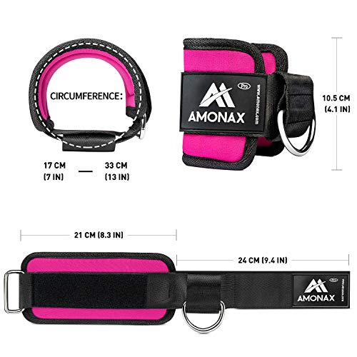 Amonax Tobillera para polea (Acolchado) para piernas y Tobillos, Correas Tobillos Gym Cable maquinas, Gimnasio, Fitness - Mujeres y Hombres (Negro, 1 Pieza) (Rosa)