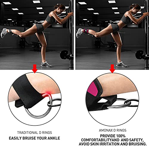 Amonax Tobillera para polea (Acolchado) para piernas y Tobillos, Correas Tobillos Gym Cable maquinas, Gimnasio, Fitness - Mujeres y Hombres (Negro, 1 Pieza) (Rosa)