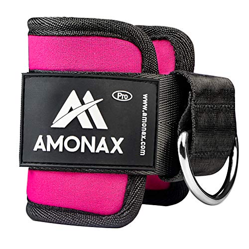 Amonax Tobillera para polea (Acolchado) para piernas y Tobillos, Correas Tobillos Gym Cable maquinas, Gimnasio, Fitness - Mujeres y Hombres (Negro, 1 Pieza) (Rosa)