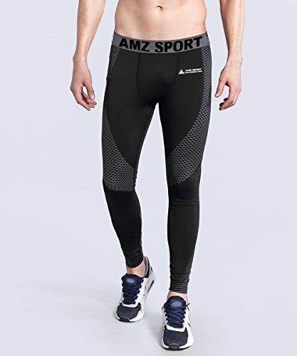 AMZSPORT Pantalones de Compresión Mallas Deportivas Frescas Polainas para Toda La Temporada Size M