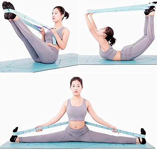 Anvin - Correa de yoga para ejercicio, bandas elásticas de ejercicio con 11 anillas, adecuada para la práctica para yoga, pilates, entrenamiento fisioterapia, gimnasio, en casa