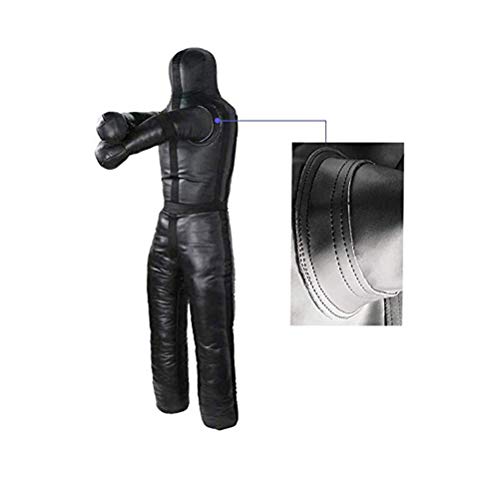 Aoneky Muñeco de Boxeo de Pie para Adultos - 180 cm Grappling Dummy para MMA Judo Lucha Artes Marciales Jiu Jitsu, Piel Sintética, Sin Relleno, Color Negro