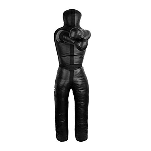 Aoneky Muñeco de Boxeo de Pie para Adultos - 180 cm Grappling Dummy para MMA Judo Lucha Artes Marciales Jiu Jitsu, Piel Sintética, Sin Relleno, Color Negro