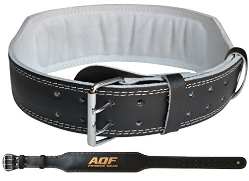 AQF Cinturon Lumbar Gimnasio, 4"/10.2 cm Amplio Cuero Acolchado Faja Lumbar, Cinturones Hombre Mujer Levantamiento Acero Rodillo Hebilla Powerlifting Musculacion Cinturon ​Lastre Gimnasio