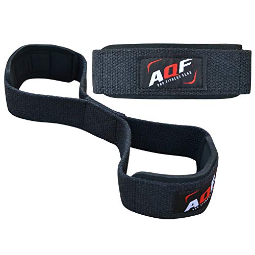 AQF Figura 8 Neopreno Acolchado Straps Powerlifting, Straps Gym de Levantamiento De Pesas con Soporte Muñequera, Agarraderas Gym ,Muñeqeras Para Entrenamiento, Culturismo