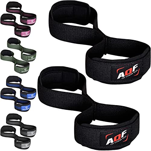 AQF Figura 8 Neopreno Acolchado Straps Powerlifting, Straps Gym de Levantamiento De Pesas con Soporte Muñequera, Agarraderas Gym ,Muñeqeras Para Entrenamiento, Culturismo