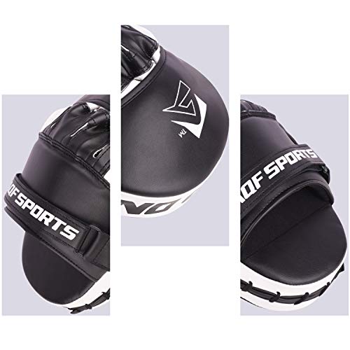 AQF Manoplas Boxeo, Paos Guantes Boxeo Guantillas, Almohadillas De Enfoque con Cuero Rex, Gancho Y Jab Combate para La Práctica De Defensa Personal MMA Muay Thai Kick Boxing (Blanco)