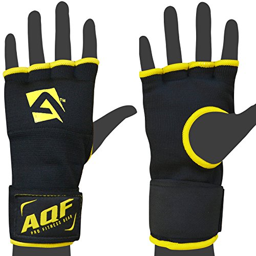 AQF Vendas Boxeo, Guantes Interiores Boxeo, Muñeca Elasticas Tape Vendaje 100cm Largo, Vendas De Boxeo Protector Mano Wraps 4 Dedos para Muay Thai, Taekwondo & MMA (Negro, S)