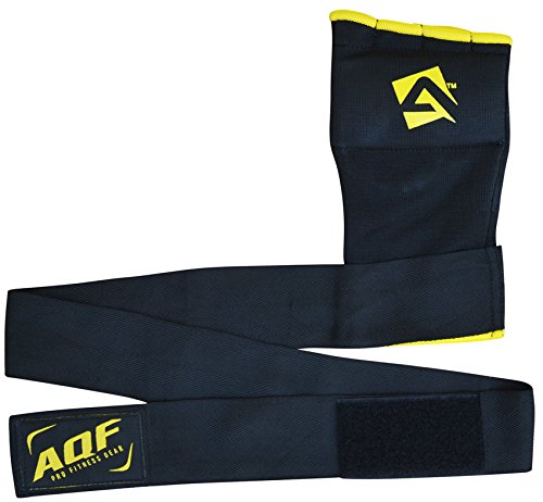 AQF Vendas Boxeo, Guantes Interiores Boxeo, Muñeca Elasticas Tape Vendaje 100cm Largo, Vendas De Boxeo Protector Mano Wraps 4 Dedos para Muay Thai, Taekwondo & MMA (Negro, S)