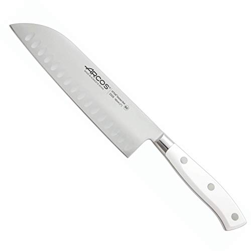 Arcos Riviera Blanc Cuchillo Santoku, 180 mm (estuche) + Riviera Blanc Cuchillo de cocinero, 200 mm (estuche)