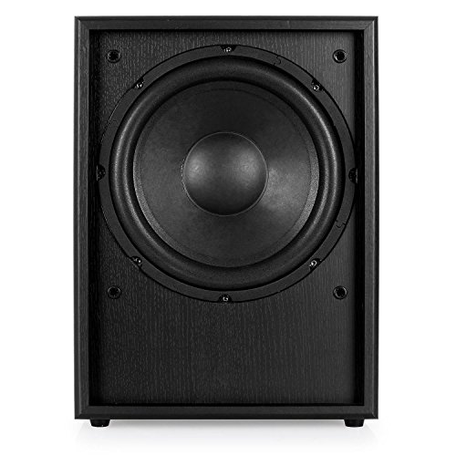 auna Linie-300-SW-BK - Subwoofer Activo HiFi , Amplificador , 150 W RMS , 25 cm (10") , AUX , Carcasa Bassreflex Frontfire , Desmontable , Madera , Negro