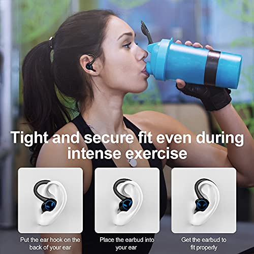 Auriculares Inalambricos Deportivos, Auriculares Bluetooth 5.1 con Micrófono, IP7 Impermeable, Reproducción de 45 Horas, Calidad de Sonido HD, Cascos Inhalabricos para Trabajos, Correr, Negro