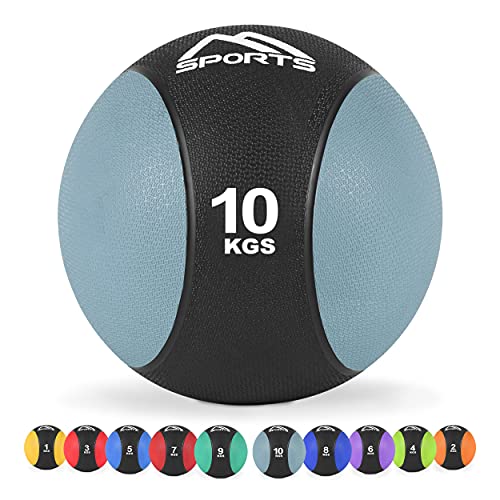 Balón medicinal 1 - 10 kg - calidad de gimnasio profesional con póster de ejercicios, medicinal