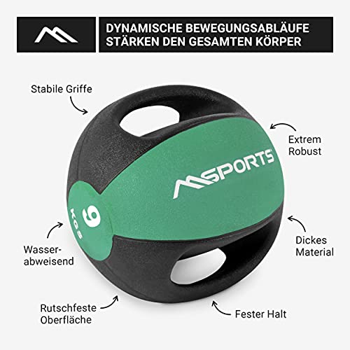 Balón medicinal Premium con asas 1 - 10 kg - Balones de ejercicio profesionales de gimnasio, pelota medicinal