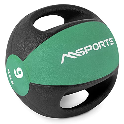 Balón medicinal Premium con asas 1 - 10 kg - Balones de ejercicio profesionales de gimnasio, pelota medicinal