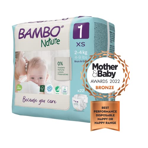 Bambo Pañales Talla 1 Recien Nacido 2-4Kg Eco Nature, Multicolor, Pack of 22 Nappies