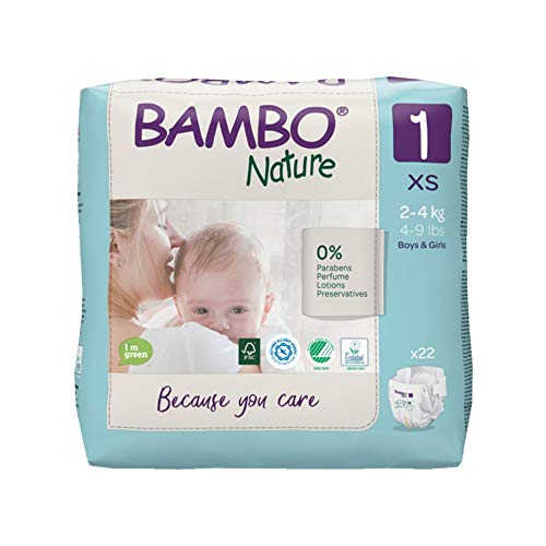 Bambo Pañales Talla 1 Recien Nacido 2-4Kg Eco Nature, Multicolor, Pack of 22 Nappies