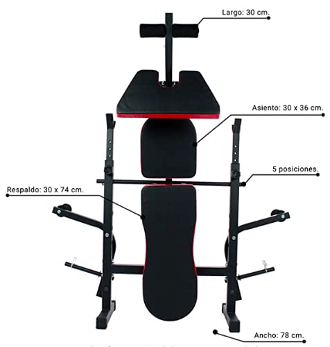 Bancos ajustables Taburete con Soporte Mancuernas Abdominales Plegable Press de banca Silla de Ejercicios Biceps Fitness Equipo de Ejercicios Abdominales multifuncionales