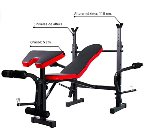 Bancos ajustables Taburete con Soporte Mancuernas Abdominales Plegable Press de banca Silla de Ejercicios Biceps Fitness Equipo de Ejercicios Abdominales multifuncionales