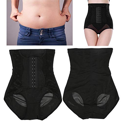 Banda de vientre postnatal, cintura alta Postparto Malla transpirable Entrenador de cintura Abdomen Apretado Bragas Body Shaping Underwear(M-Negro)